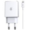ONE+ CARGADOR NA0288 ELIZA 1 PTO USB + 1 PTO TYPE C PD+QC 3.4A 18W CON CABLE LIGHTNING BLANCO